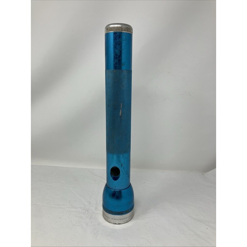 Vintage Vari-Beam Flashlight Mag Industries - Blue w Chrome USA 12-1/2” 3 D